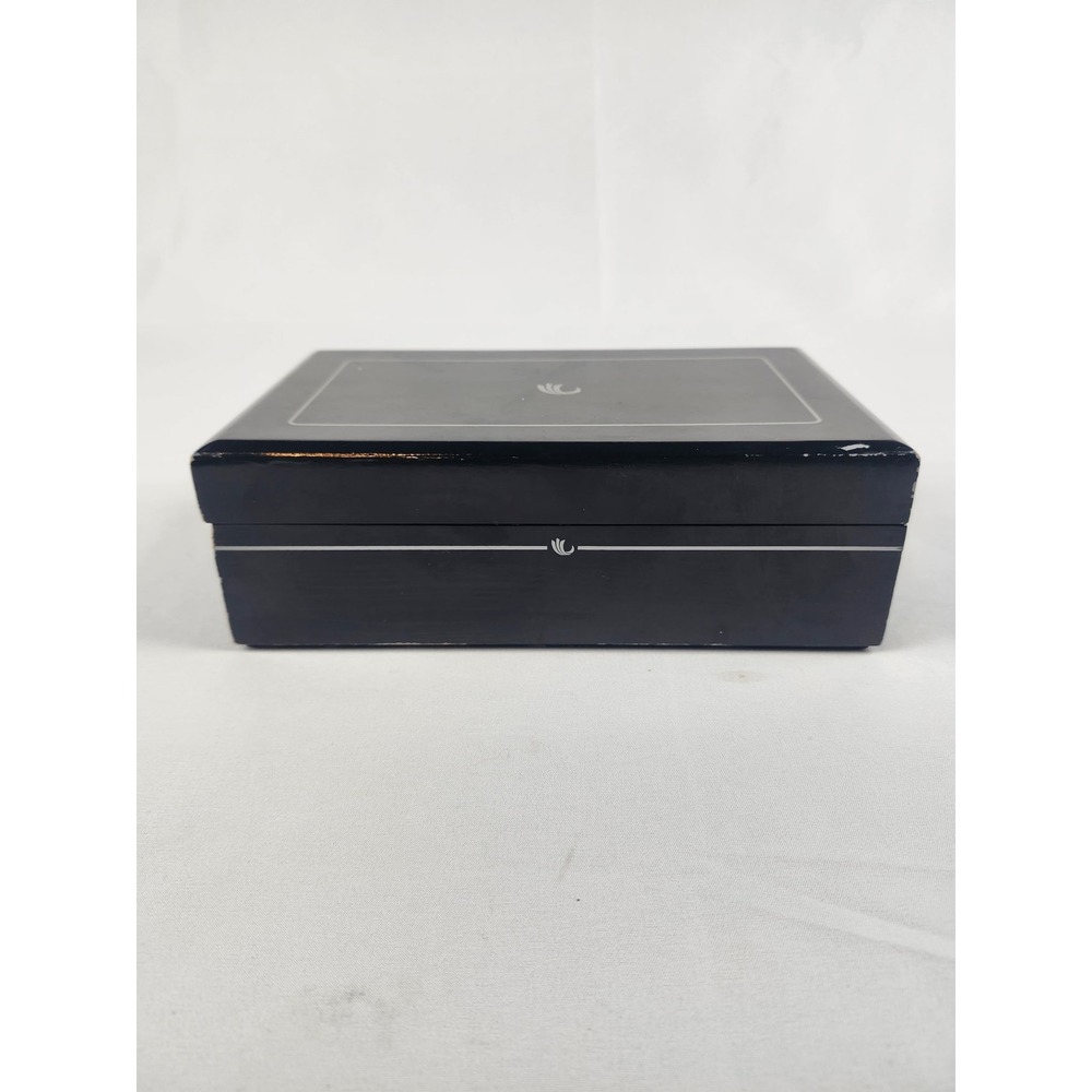 Vintage Avon Musical Jewelry Box Large Mirrored Ring Holder Black Lacquer Gift